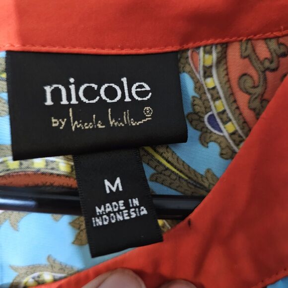 Nicole By Nicole Miller Paisley Blouse High Low Sz Medium Retro Bright Boho Chic - Picture 3 of 8